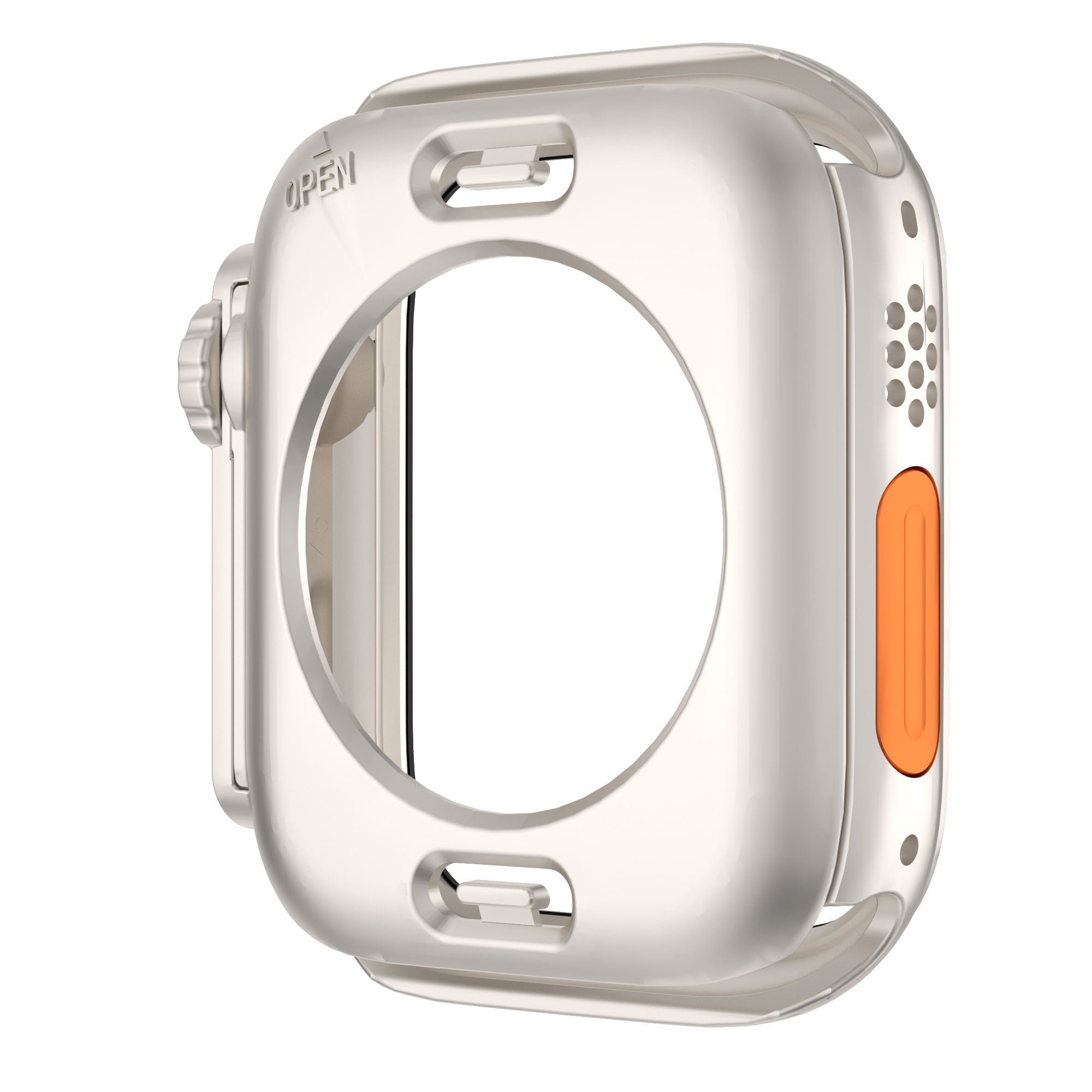 Uniqkart for Apple Watch Series 8 7 41mm Waterproof Case Ultra-Thin Shockproof Hard PC Cover with Tempered Glass Screen Protector - Starlight Silver