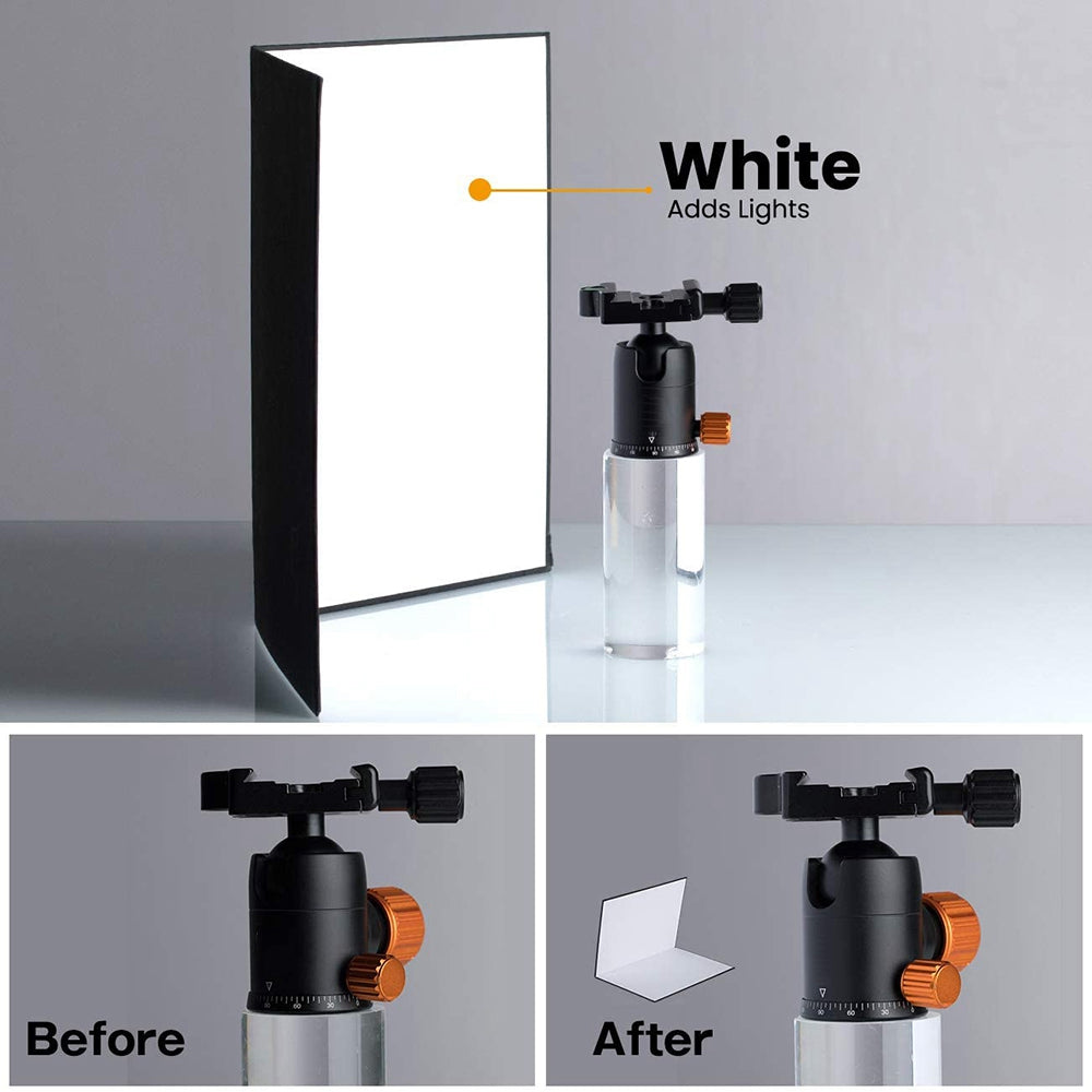 3 in 1 Photography Reflector Cardboard Folding Light Diffuser Board, A4 Size - Black/White/Gold