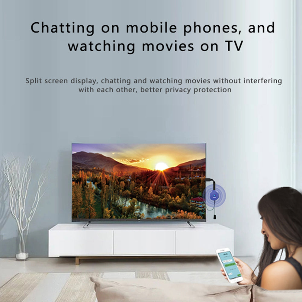 Uniqkart E26 1080P 2.4G Wireless WiFi Horizontal/Vertical Screen Mirroring HDMI Adapter TV HD Display Dongle Support TikTok