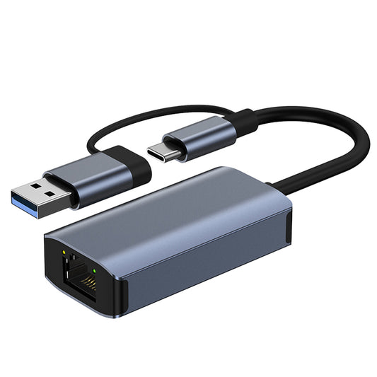 2207 USB-A / Type-C to RJ45 LAN Port Adapter USB3.0 / USB-C to Gigabit Network Connector