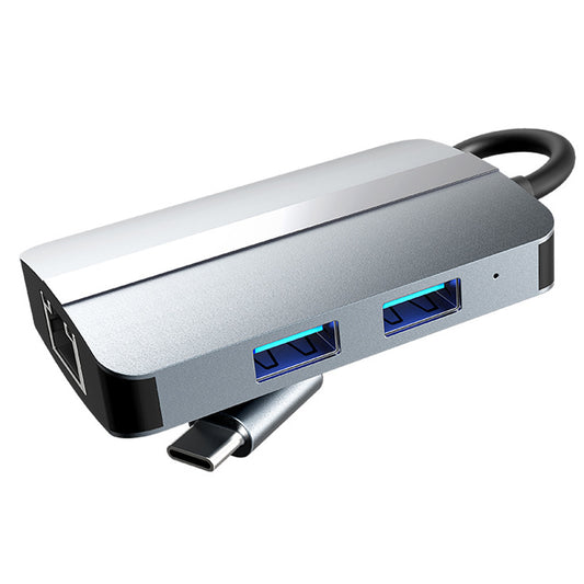Type-C 5-in-1 Hub Splitter RJ45+USB3.0+USB2.0+TF / SD Slots Adapter Docking Station