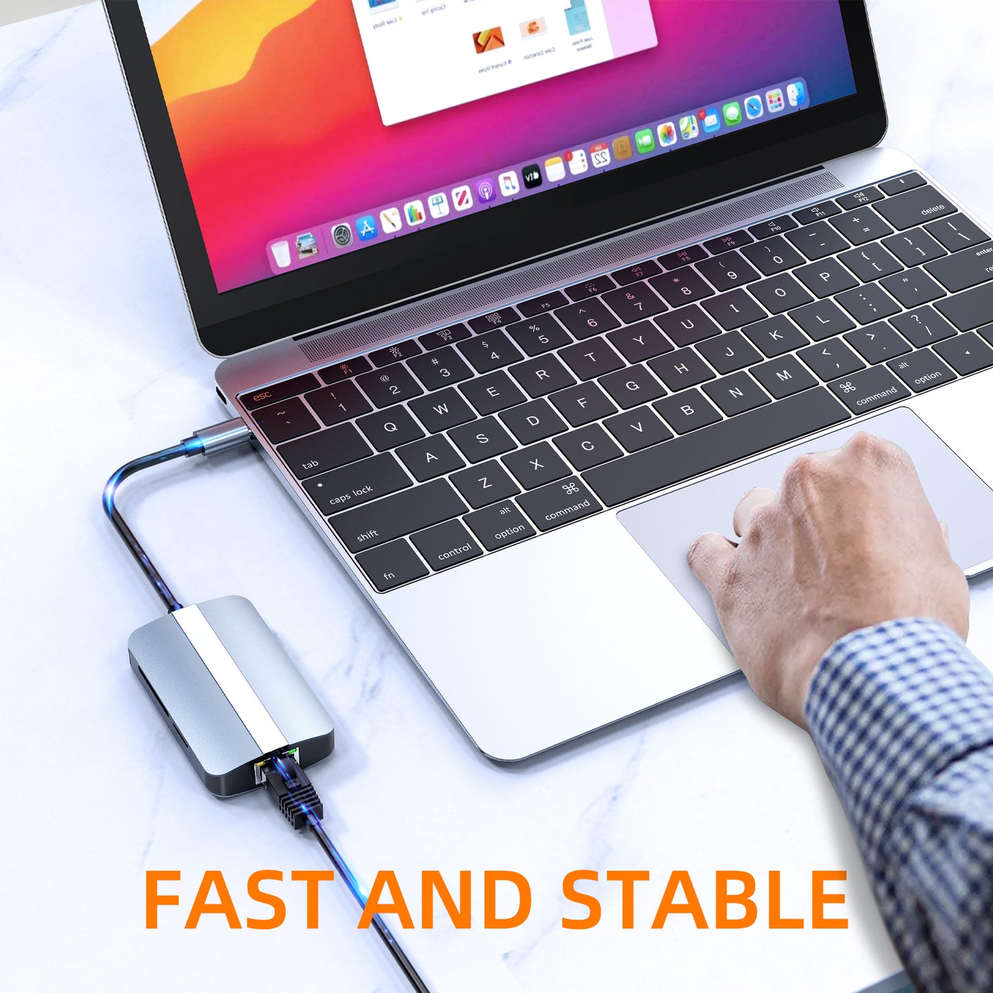 Type-C 5-in-1 Hub Splitter RJ45+USB3.0+USB2.0+TF / SD Slots Adapter Docking Station