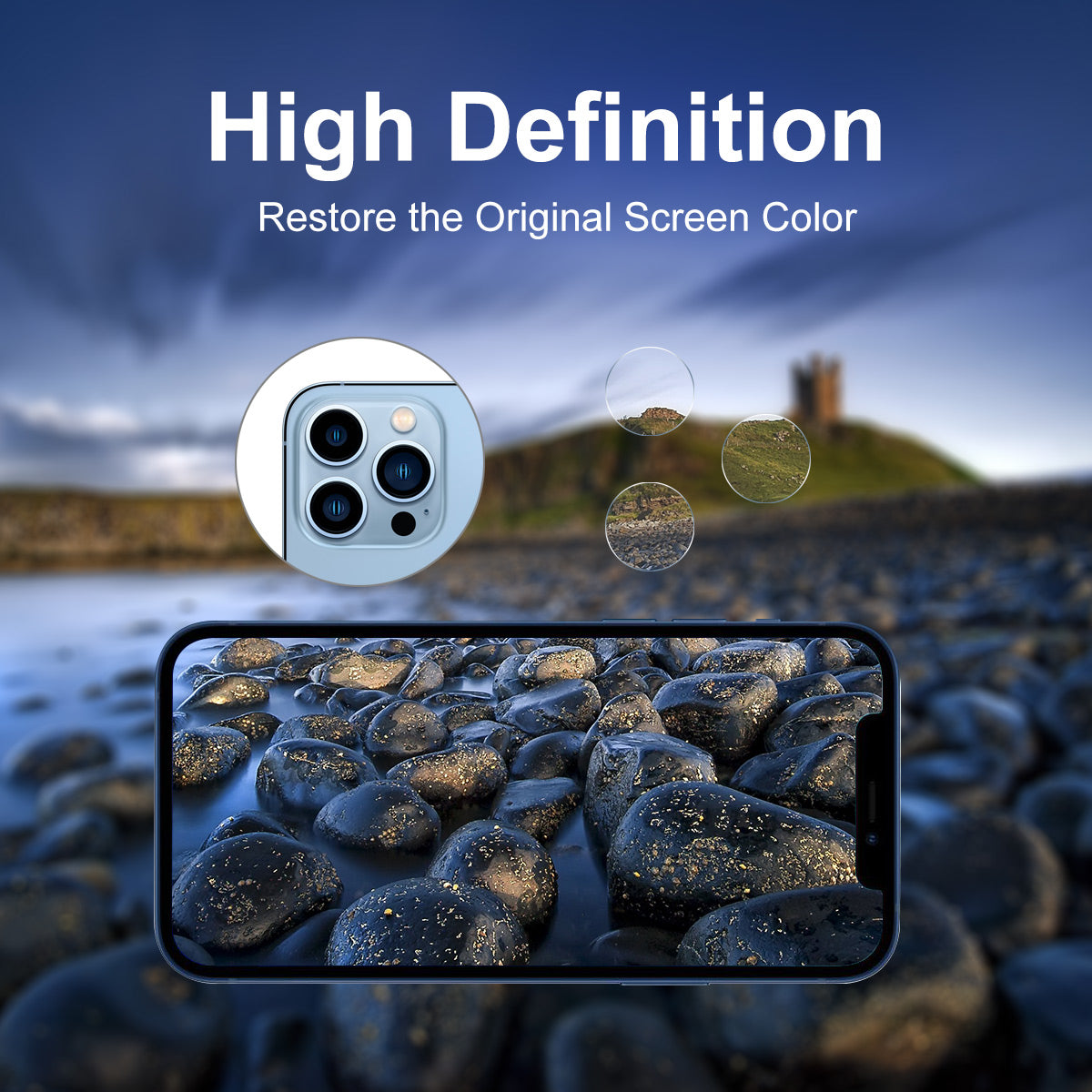 Uniqkart 3Pcs / Group For iPhone 15 Pro / 15 Pro Max 0.2mm 9H High Aluminum-silicon Glass Back Camera Lens Protector Anti-scratch Film
