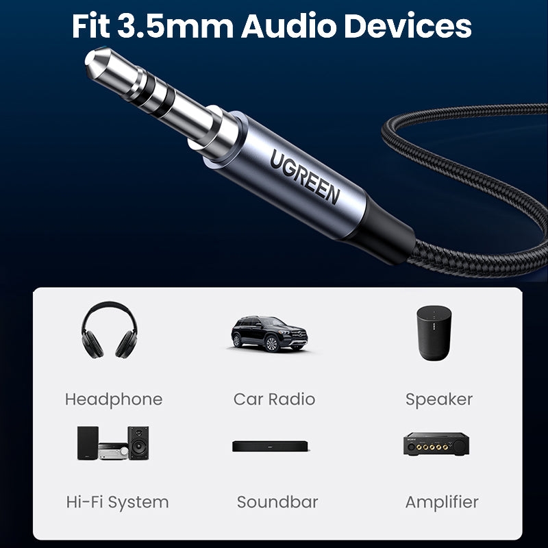 Uniqkart 1m Type C to 3.5mm Male Plug AUX Cable Car Stereo Headphone Converter (DAC Chip)