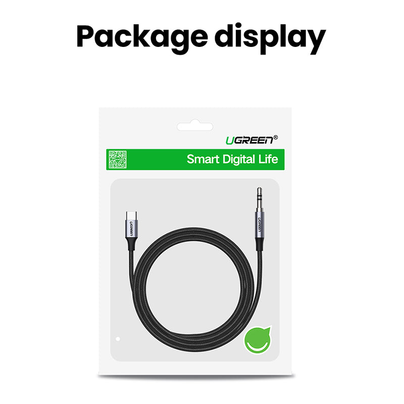 Uniqkart 1m Type C to 3.5mm Male Plug AUX Cable Car Stereo Headphone Converter (DAC Chip)