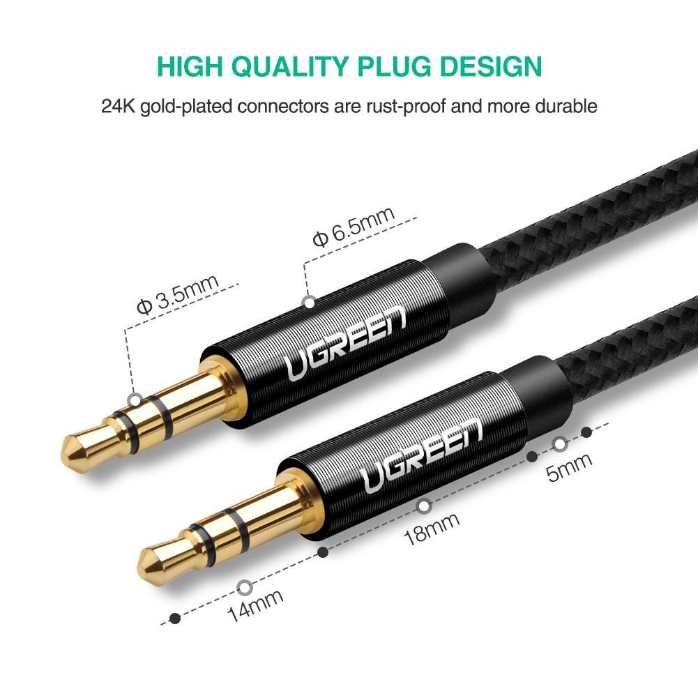 Uniqkart 1m AUX Cord 3.5mm Male to Male Stereo Audio Cable for MP3 Player Car Speaker