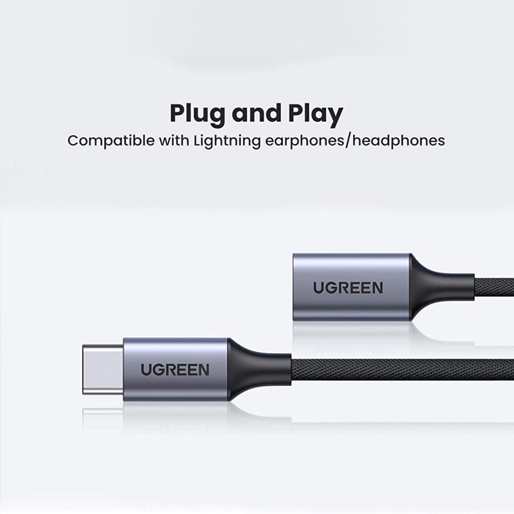 Uniqkart For iPad Pro 2021 MacBook Type C to MFI Lightning Audio Adapter Headphone Converter Support Call