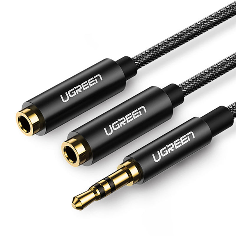 Uniqkart 3.5mm Audio Splitter Extension Cable 3.5mm Jack 1 Male to 2 Female Mic Y Splitter for Laptop Headphone Aux Cable
