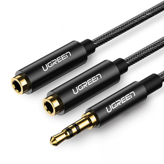 Uniqkart 3.5mm Audio Splitter Extension Cable 3.5mm Jack 1 Male to 2 Female Mic Y Splitter for Laptop Headphone Aux Cable