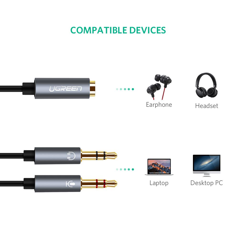 Uniqkart 3.5mm Stereo Y Splitter Cable 1 Female to 2 Male Headphone Adapter Cord