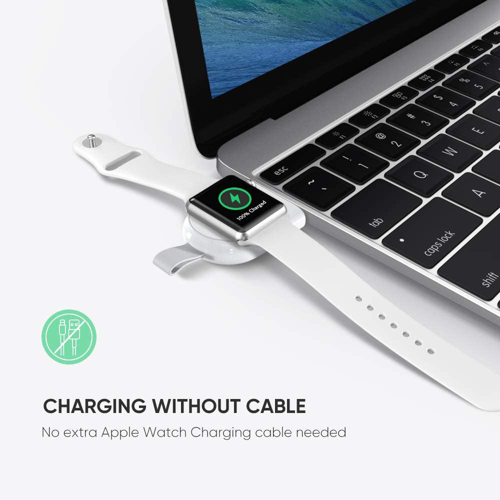 Uniqkart 50944 Wireless Magnetic Charger Compatible with Apple Watch Series Travel Portable USB Charger Cordless Charging Station (MFi Certified)
