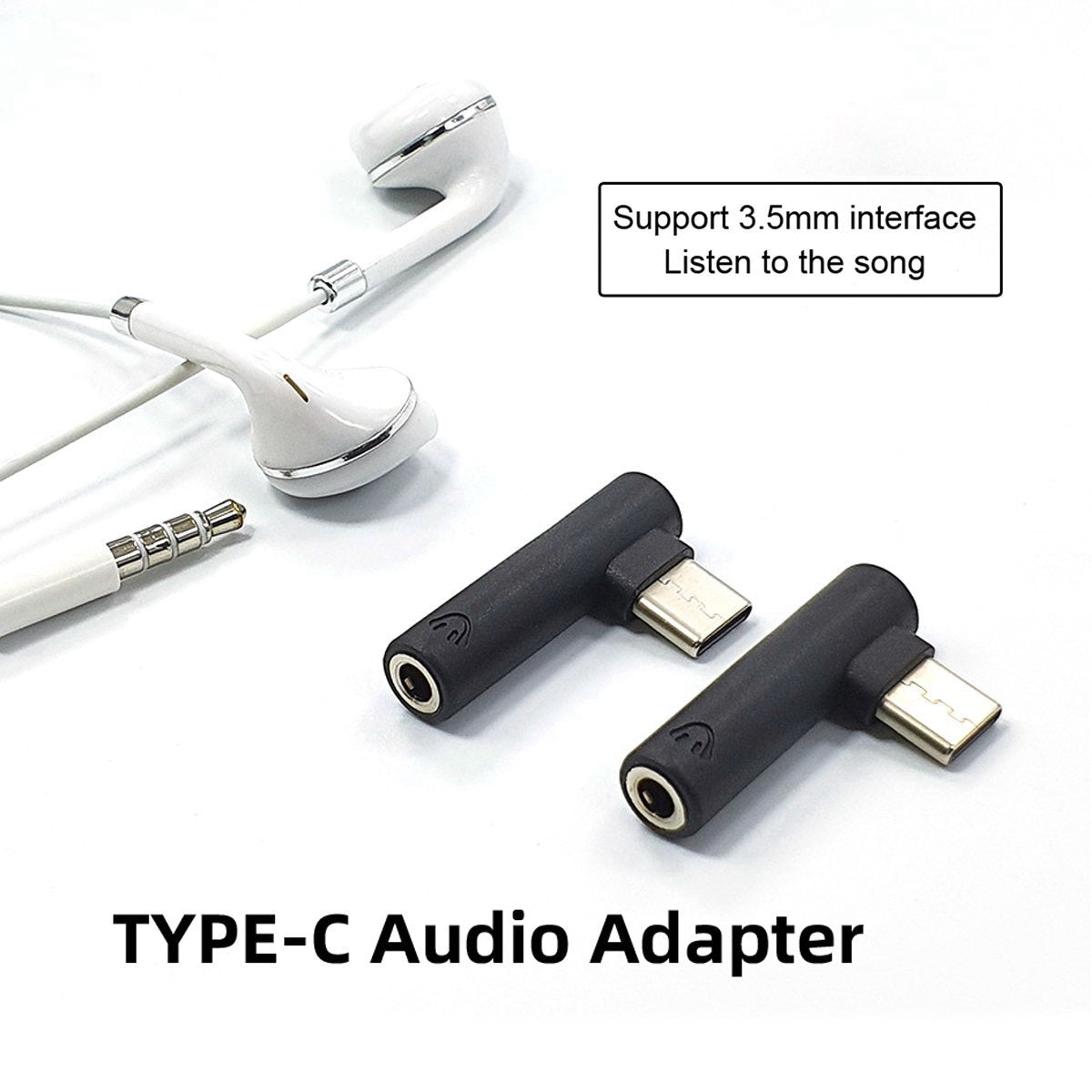 UC-030 5Pcs/Set Type-C to 3.5mm Earphone Adapter 90 Degree Angled USB-C 3.1 Male to AUX Audio Female for Type-C Mobile Phones