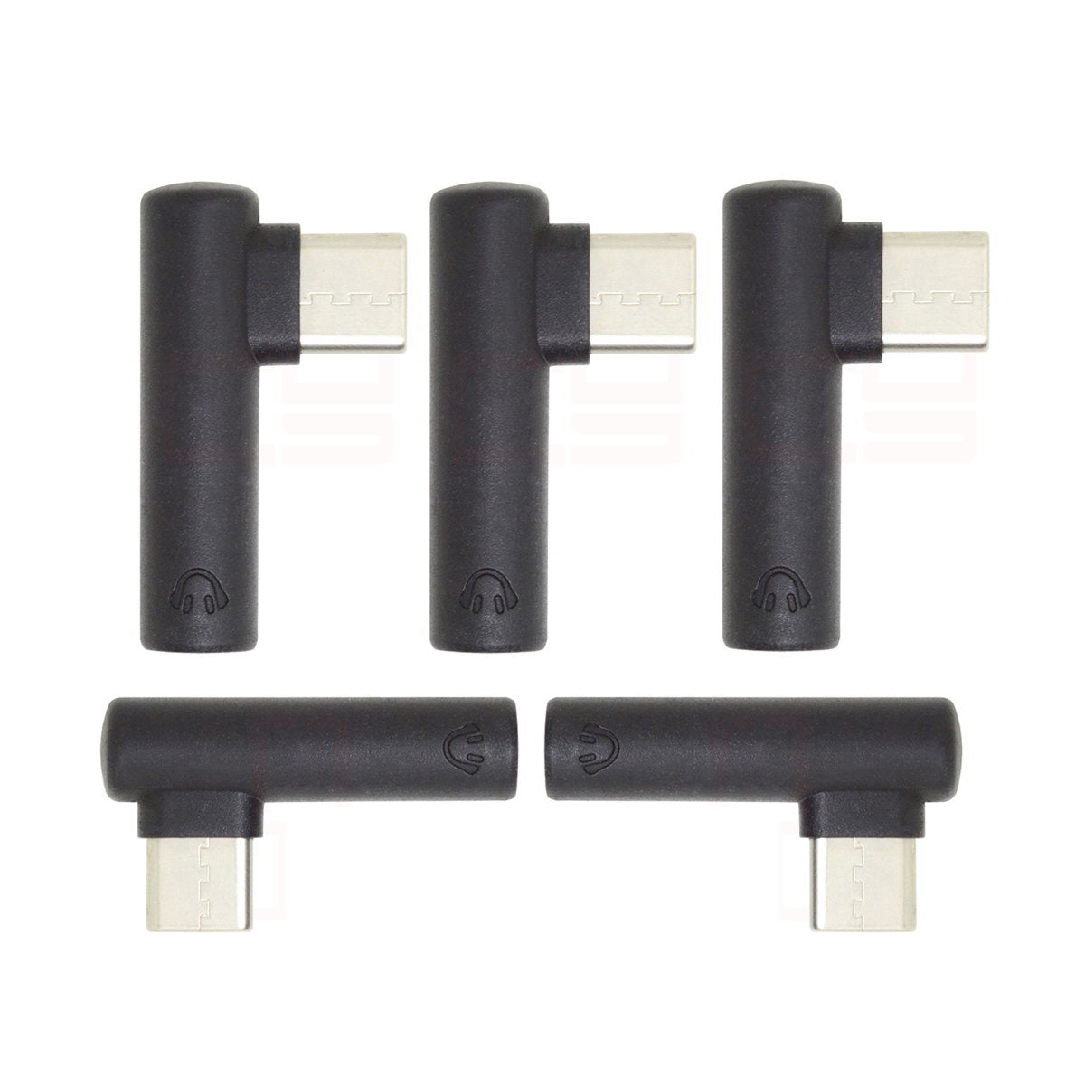 UC-030 5Pcs/Set Type-C to 3.5mm Earphone Adapter 90 Degree Angled USB-C 3.1 Male to AUX Audio Female for Type-C Mobile Phones