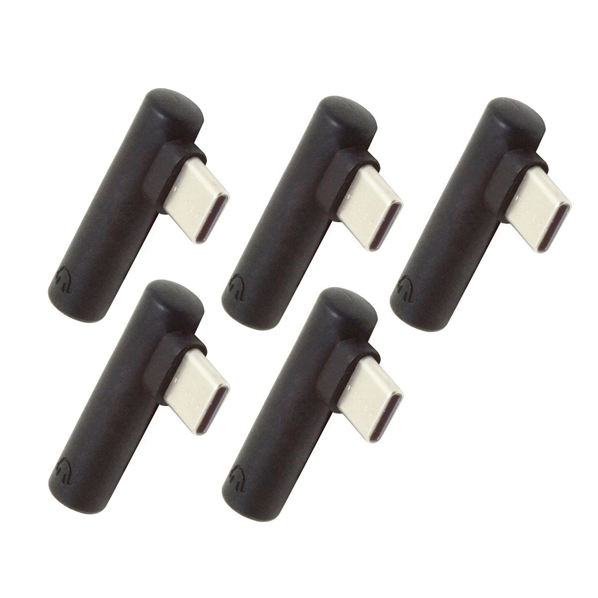 UC-030 5Pcs/Set Type-C to 3.5mm Earphone Adapter 90 Degree Angled USB-C 3.1 Male to AUX Audio Female for Type-C Mobile Phones
