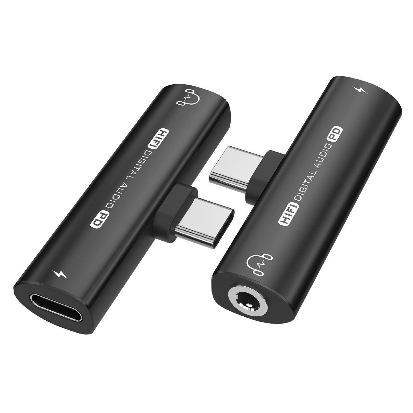 Type-C Male to Type-C + 3.5mm Female Jack Converter PD 27W Charging Earphone Audio Adapter for Laptop Tablet Phone - Black