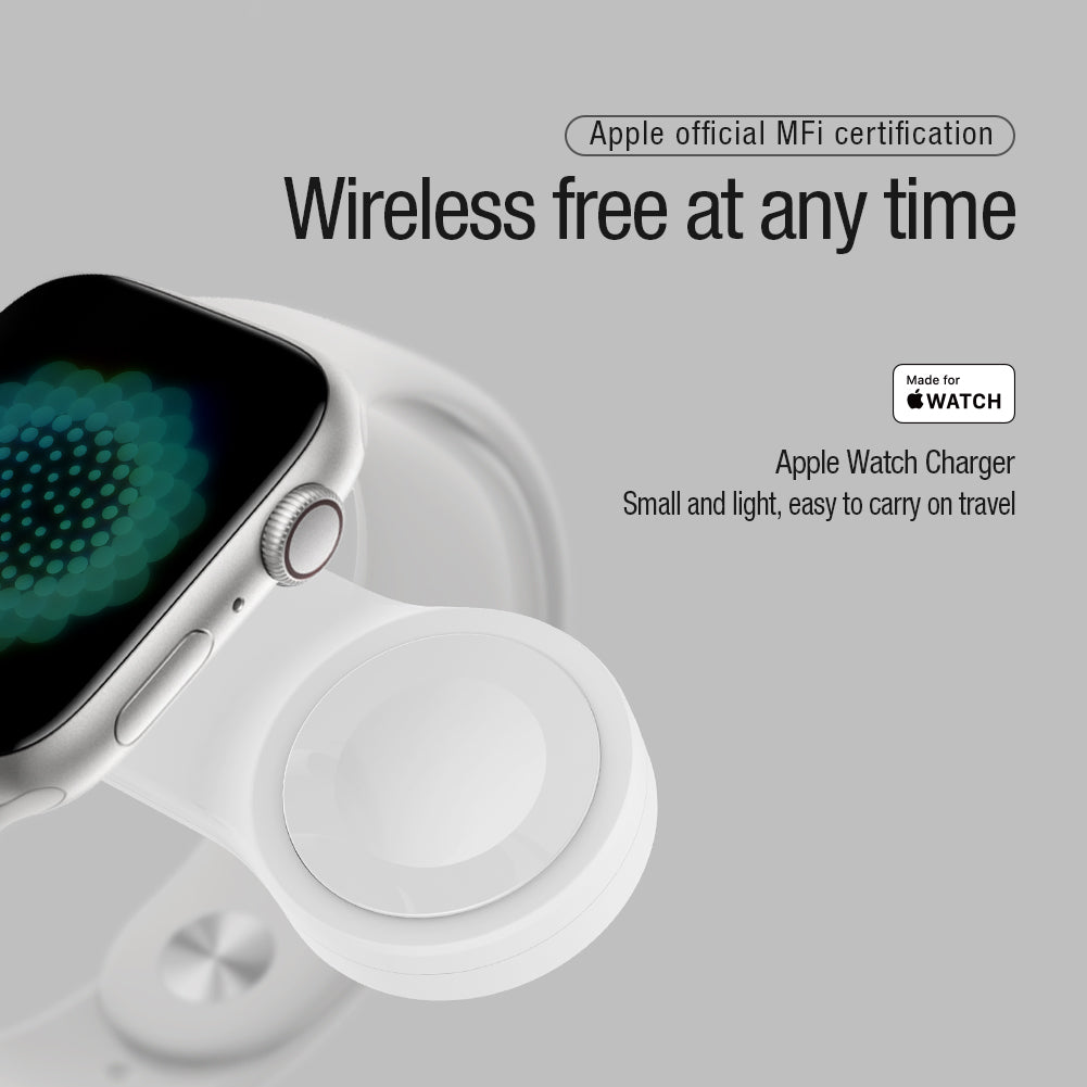 Uniqkart MFi Certified Charger for Apple Watch, Mini Travel Magnetic Wireless Charger with Type C Adapter Plug