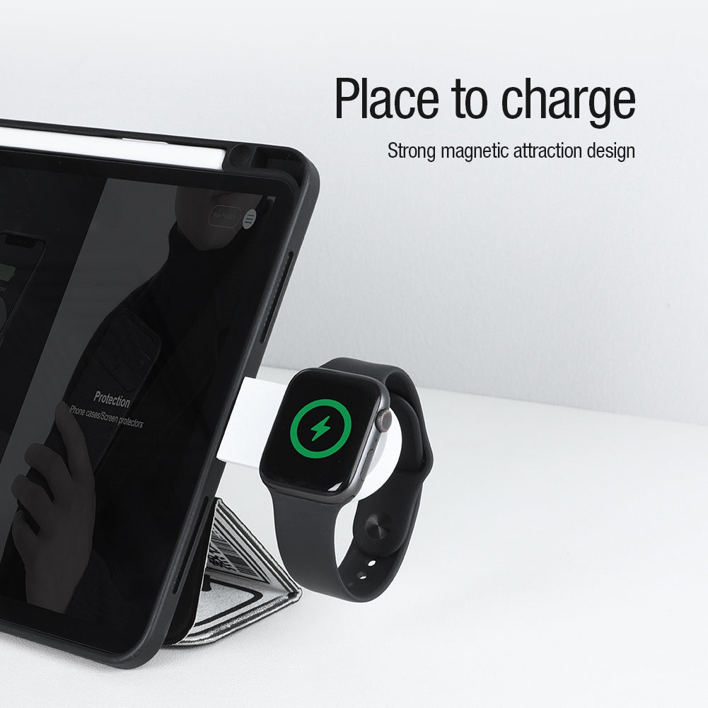 Uniqkart MFi Certified Charger for Apple Watch, Mini Travel Magnetic Wireless Charger with Type C Adapter Plug