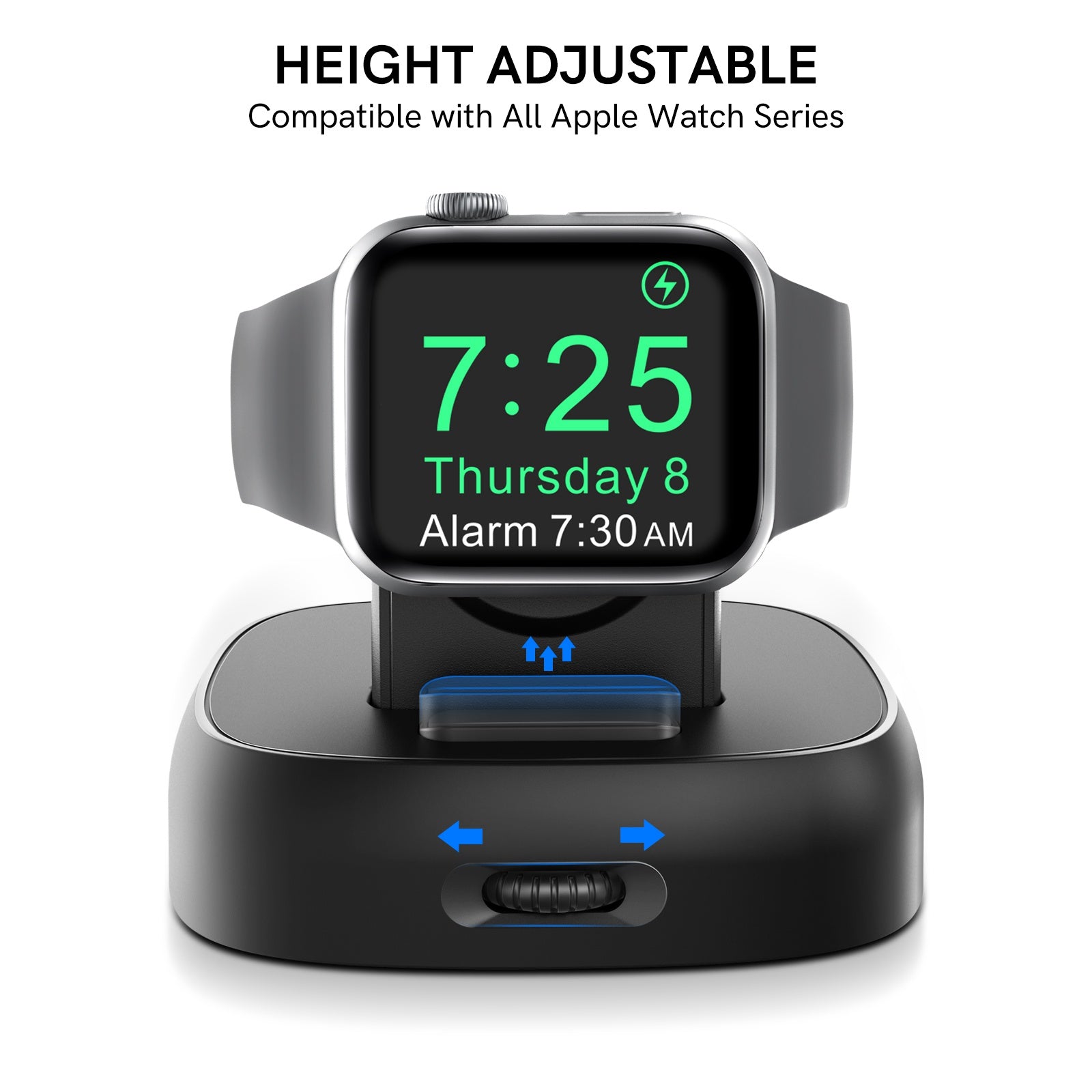 PT143 For Apple Watch 2 in 1 Magnetic Wireless Charger + Base, Height Adjustable - Black