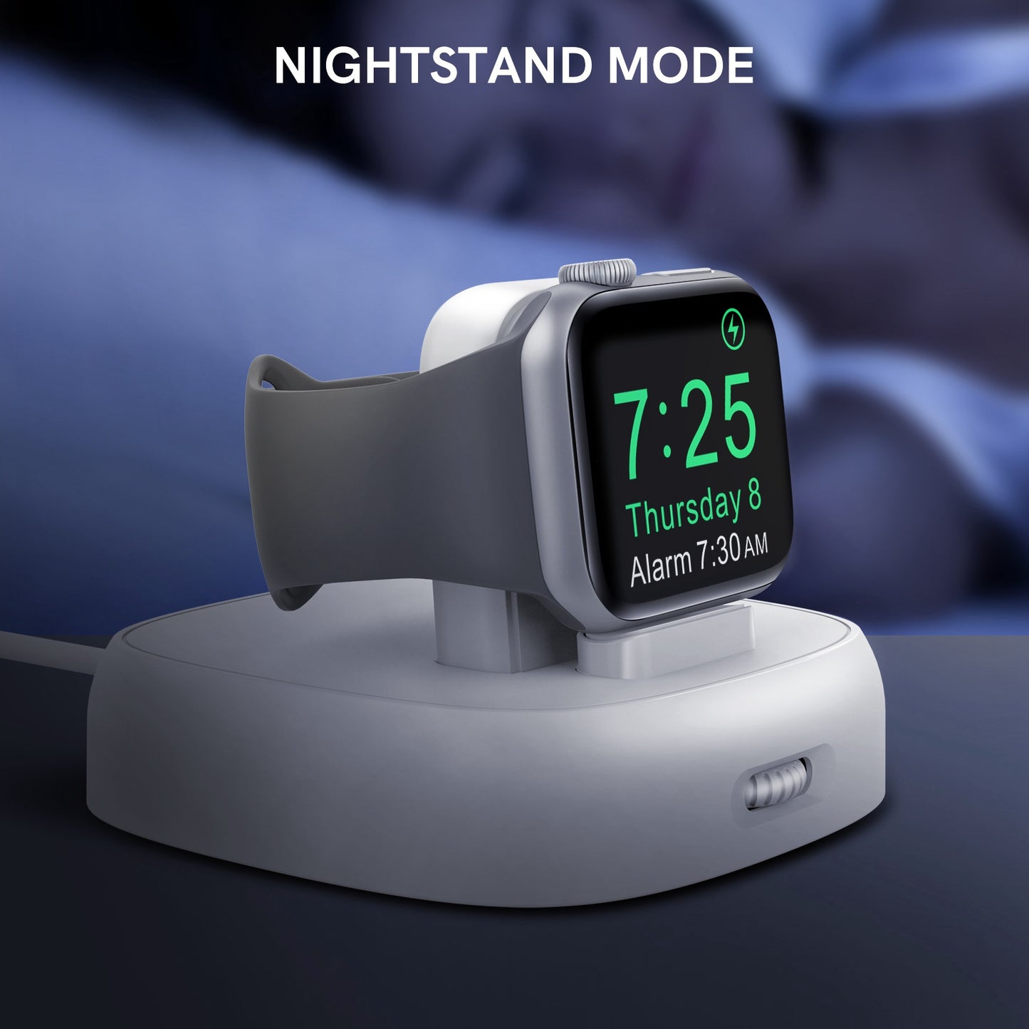 PT143 For Apple Watch 2 in 1 Magnetic Wireless Charger + Base, Height Adjustable - White