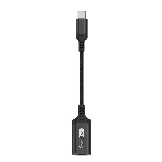 MH-306 USB C to 8 Pin Audio Adapter for iPad Pro Air 2022 / MacBook Air Type C to iOS Headphone Call Converter Cable - Black