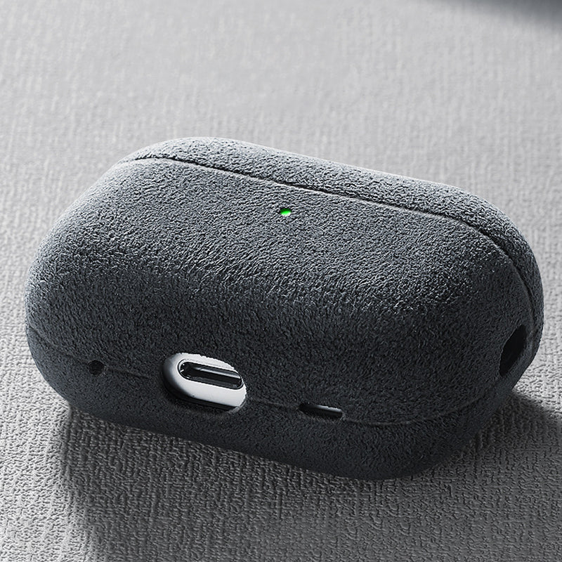Shockproof Case for Apple AirPods Pro Suede Leather Case Bluetooth Headset Cover - Light Grey