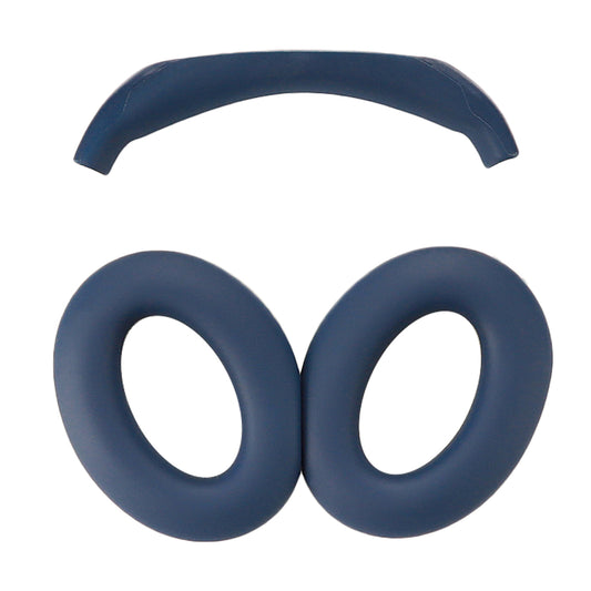 For Bose QC45 / QC35 / QC25 / QC15 / AE2 1 Pair Silicone Headphone Earpads Cushions+1 Headband Cover - Dark Blue