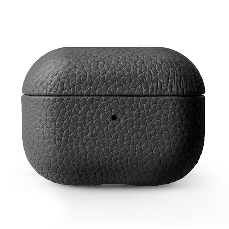 Uniqkart Earphone Case for Apple AirPods Pro Genuine Cow Leather Coated PC Protective Shockproof Cover - Black