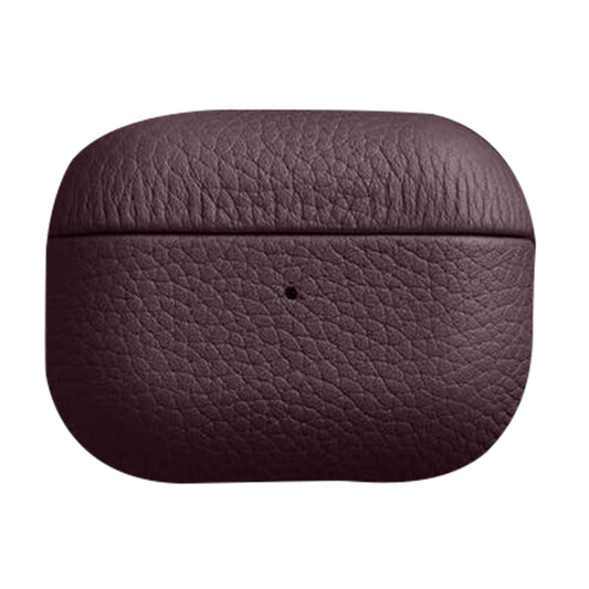 Uniqkart For Apple AirPods Pro 2 Earbuds Case Genuine Cow Leather Coated PC Protective Sleeve Cover - Purple