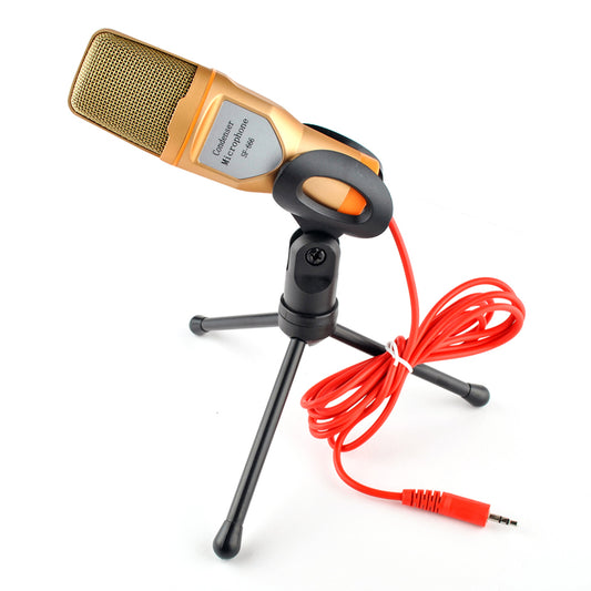 SF-666 Handheld Capacitive Conference with Tripod Stand Anchor Network Microphone - Gold