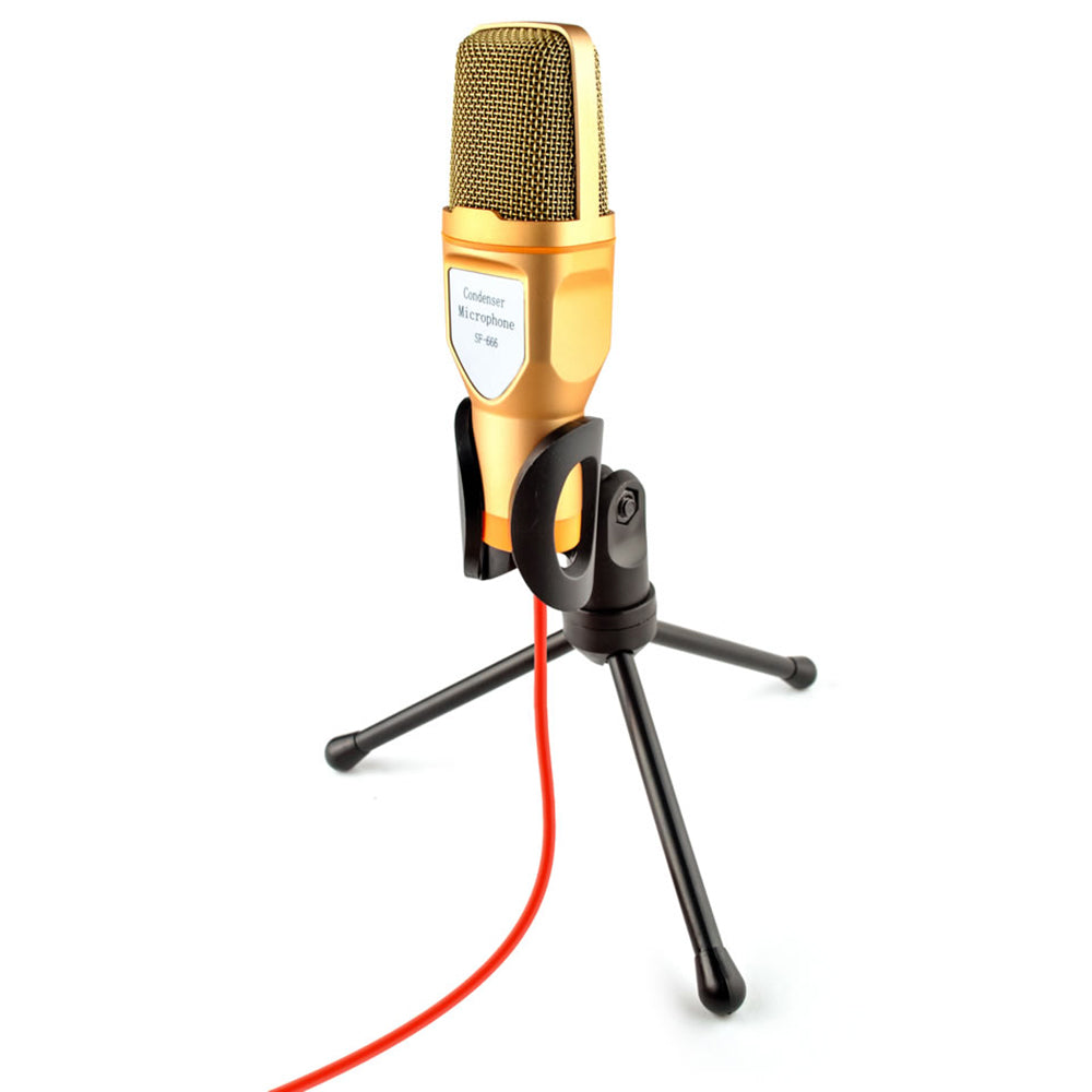 SF-666 Handheld Capacitive Conference with Tripod Stand Anchor Network Microphone - Gold