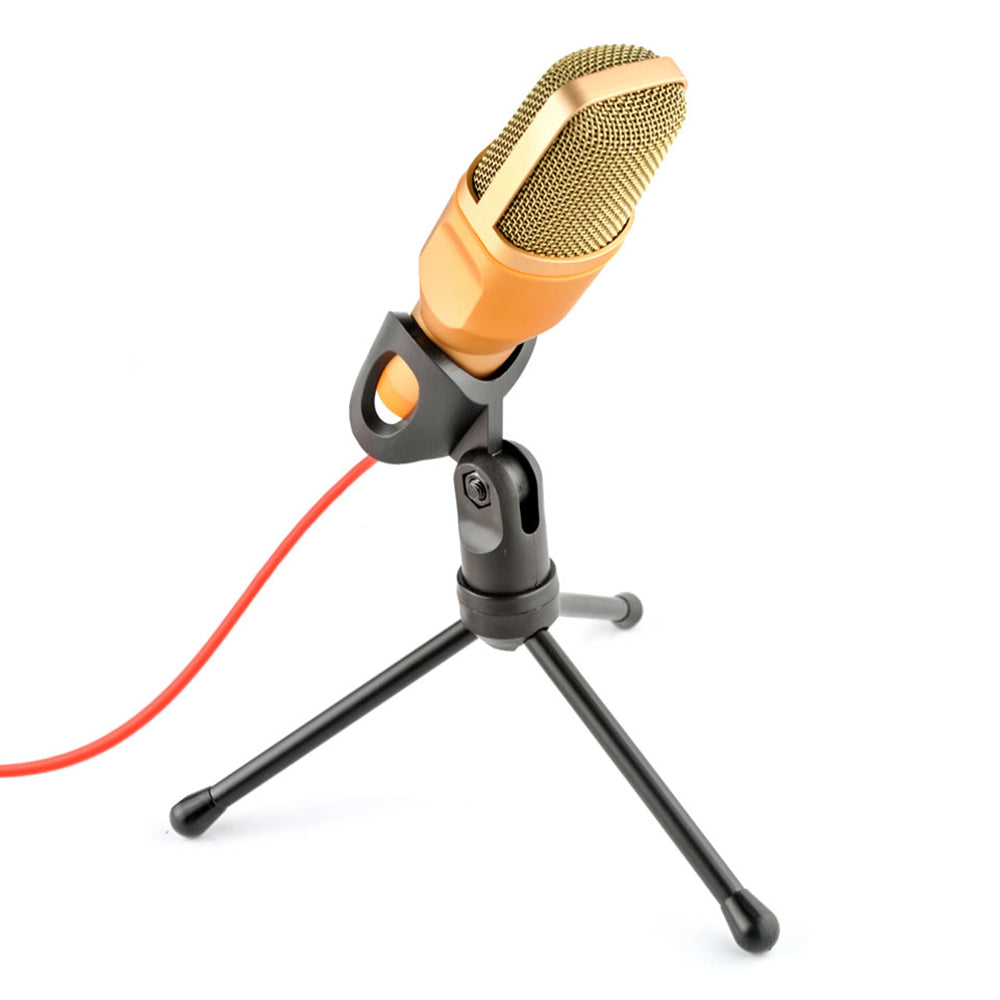 SF-666 Handheld Capacitive Conference with Tripod Stand Anchor Network Microphone - Gold