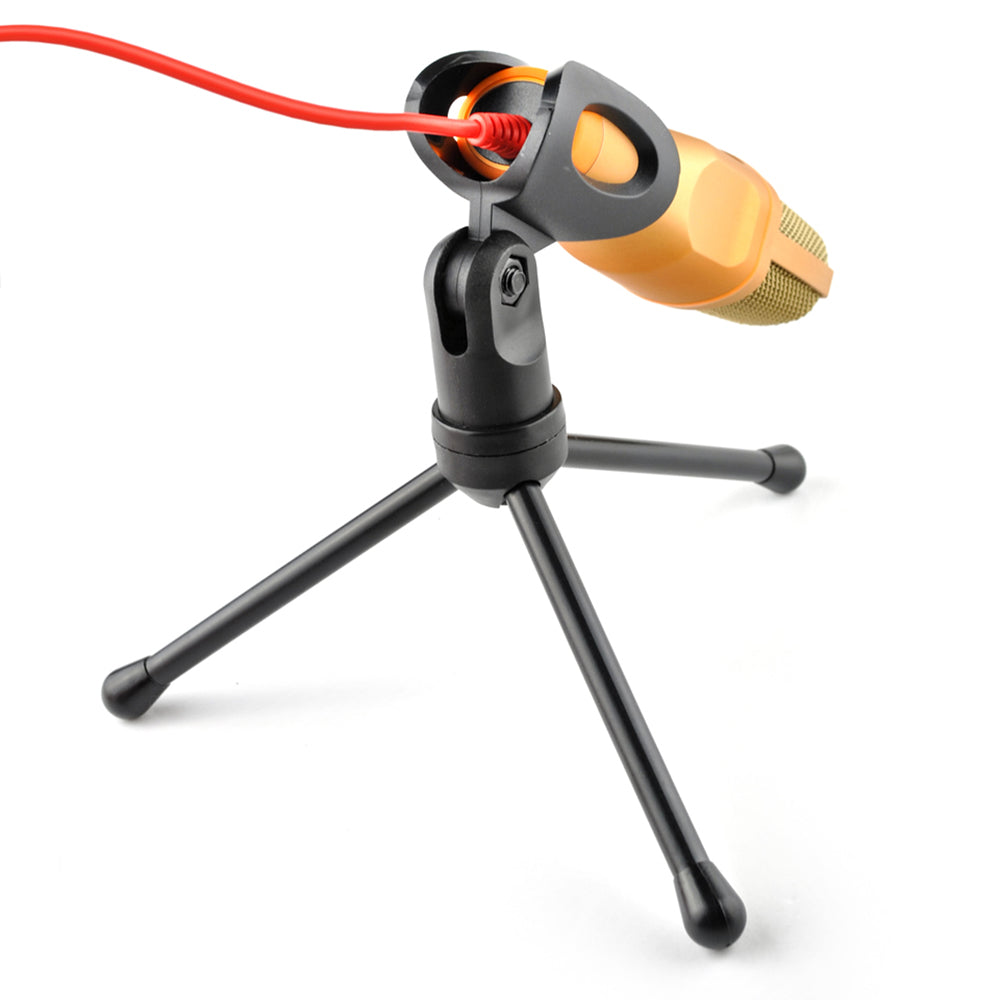SF-666 Handheld Capacitive Conference with Tripod Stand Anchor Network Microphone - Gold