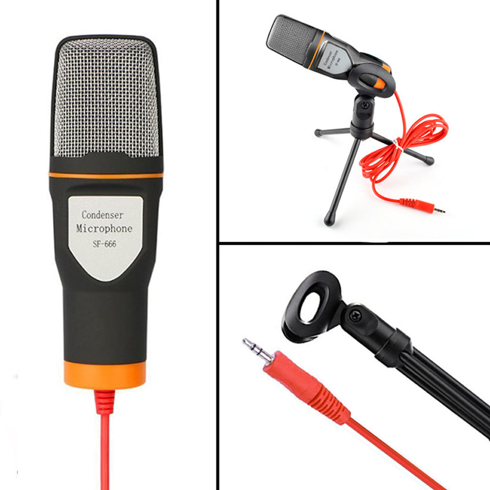 SF-666 Handheld Capacitive Conference with Tripod Stand Anchor Network Microphone - Black