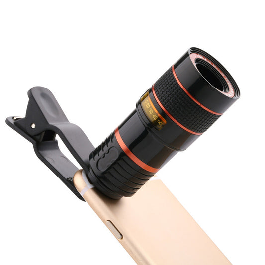 8X Zoom Telephoto Lens Cell Phone Camera Lens for iPhone, Samsung, Huawei, External Lens HD No Vignetting Monocular Telescope - Black