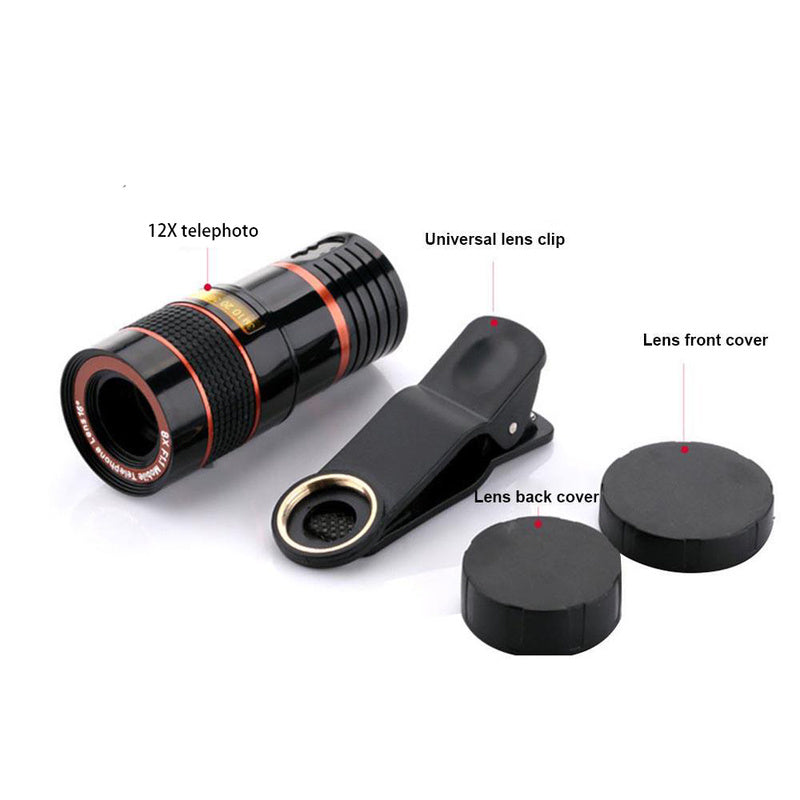 8X Zoom Telephoto Lens Cell Phone Camera Lens for iPhone, Samsung, Huawei, External Lens HD No Vignetting Monocular Telescope - White