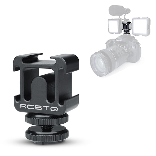 Uniqkart Aluminum Alloy Three Head Cold Shoe Extend Port Mount Adapter with Hot Shoe Base Set