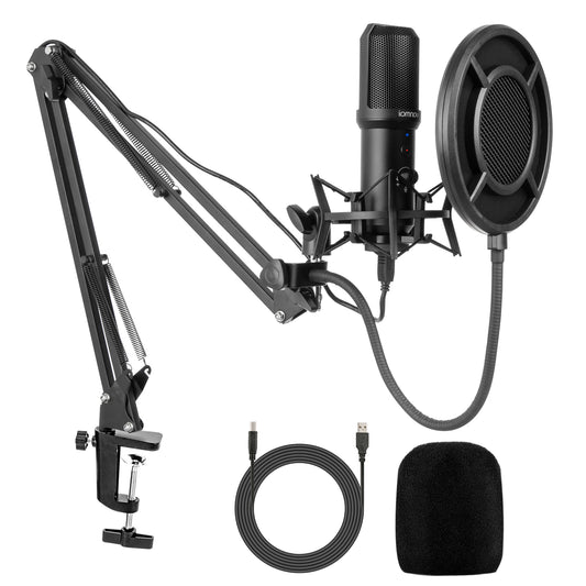 YANMAI Q10-B Professional Recording Singing Broadcasting Studio Microphone USB Mic with Bracket Shock Mount Pop Filter Kit