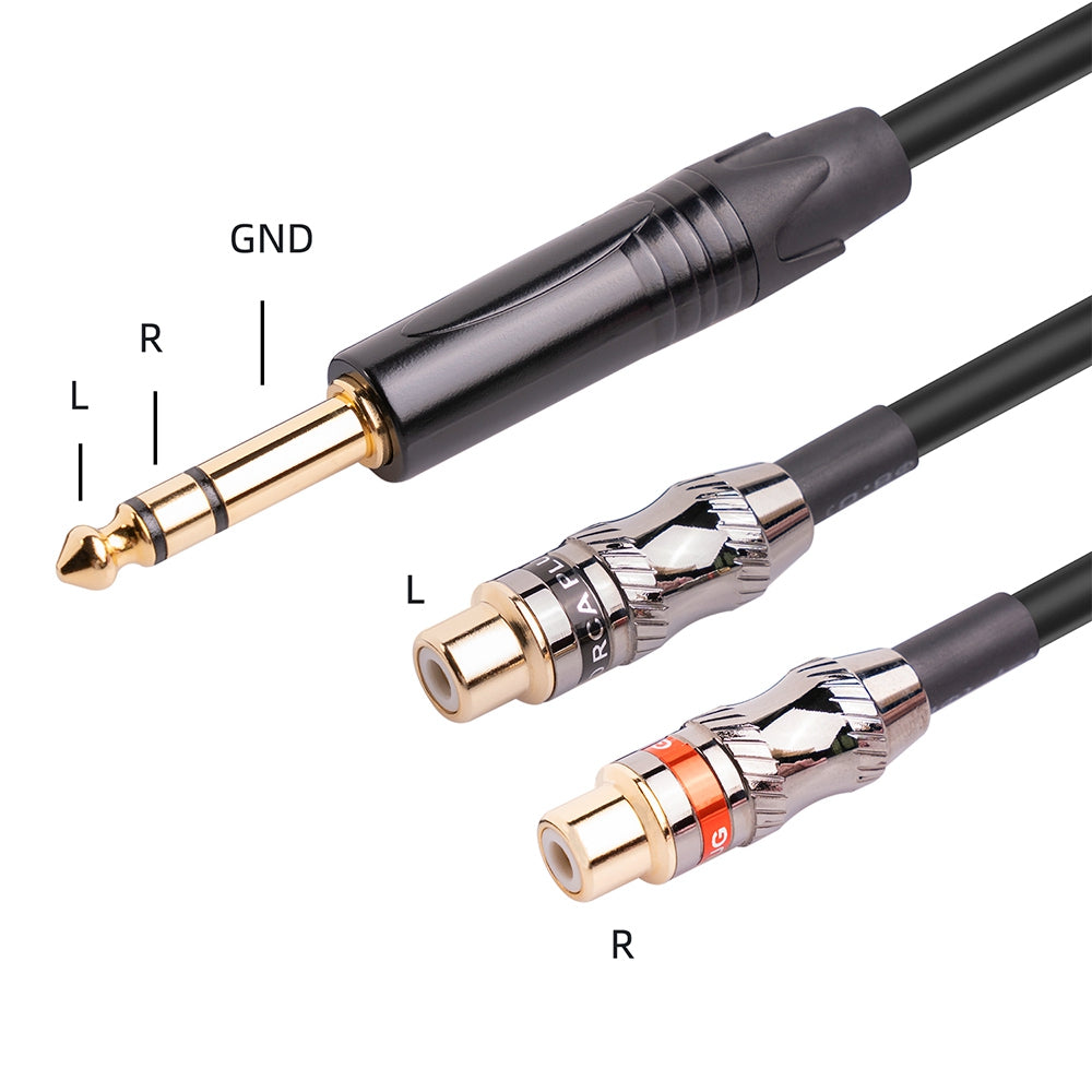 STC203TR26-03 0.3m 6.35mm Male to Dual RCA Female Splitter Cord Audio Cable