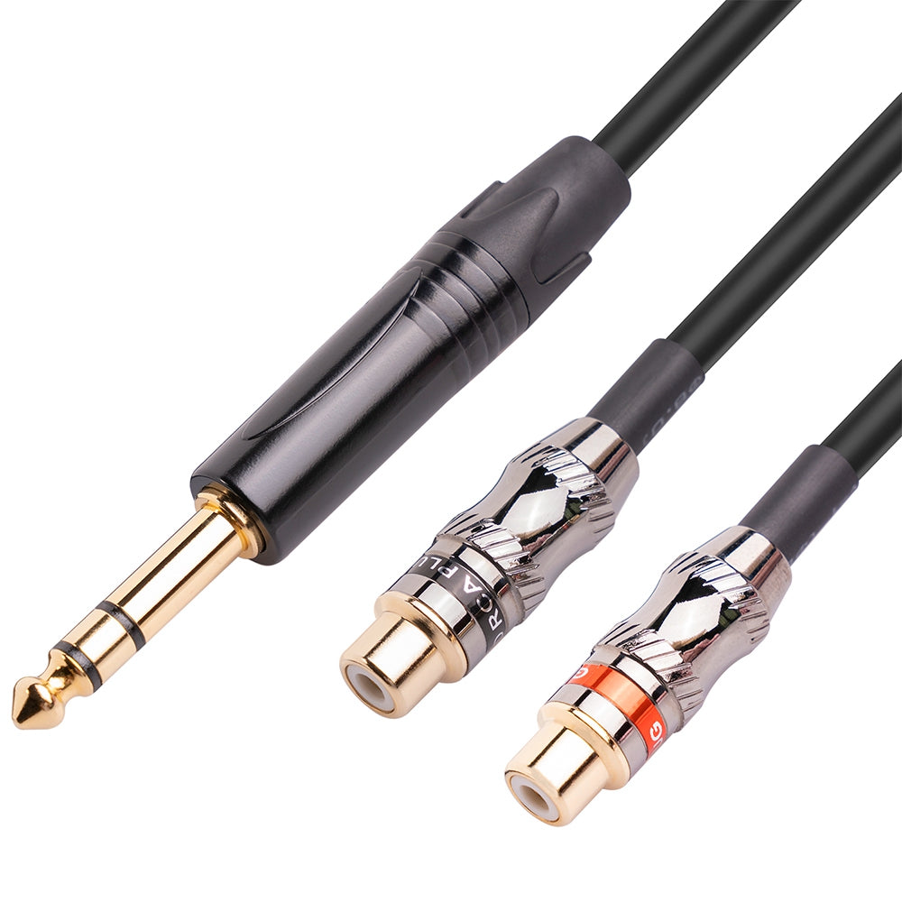 STC203TR26-03 0.3m 6.35mm Male to Dual RCA Female Splitter Cord Audio Cable