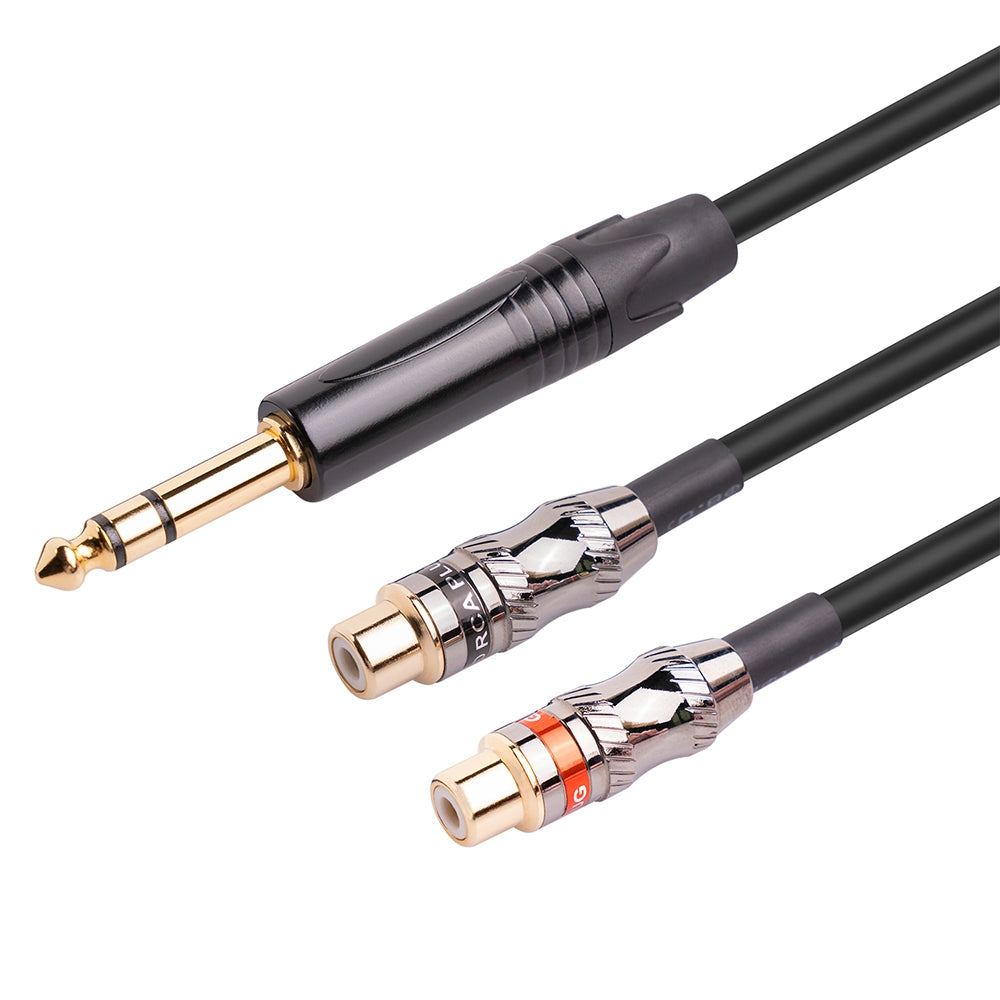 STC203TR26-03 0.3m 6.35mm Male to Dual RCA Female Splitter Cord Audio Cable