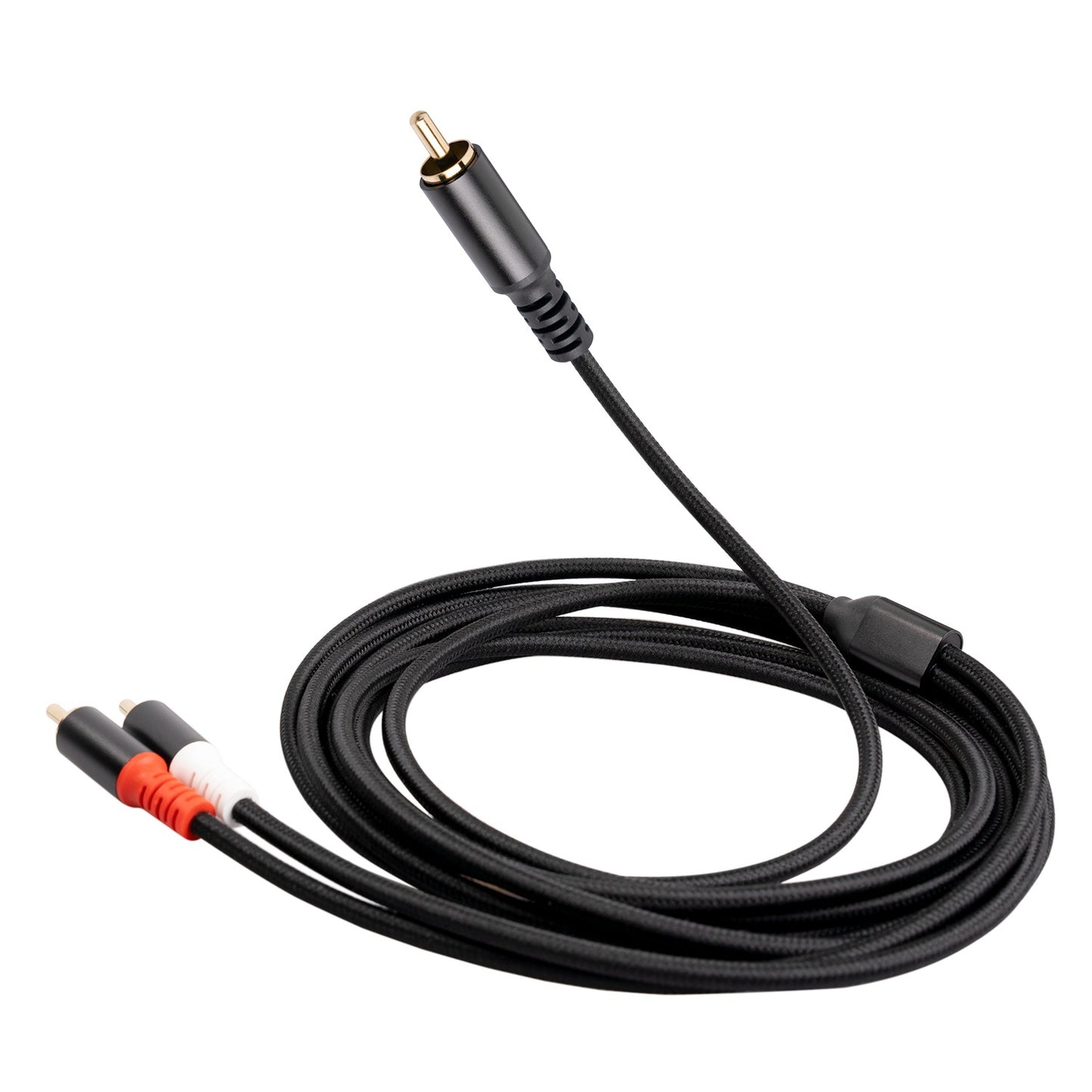 3704 1m RCA Male to Dual RCA Male Y-shape Splitter Cable Mixer Amplifier Sound Card Audio Cord