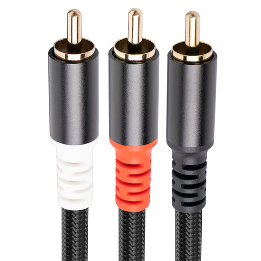 3704 3m RCA Male to Dual RCA Male Y-shape Splitter Cable Audio Connection Cord for Mixer Amplifier Sound Card