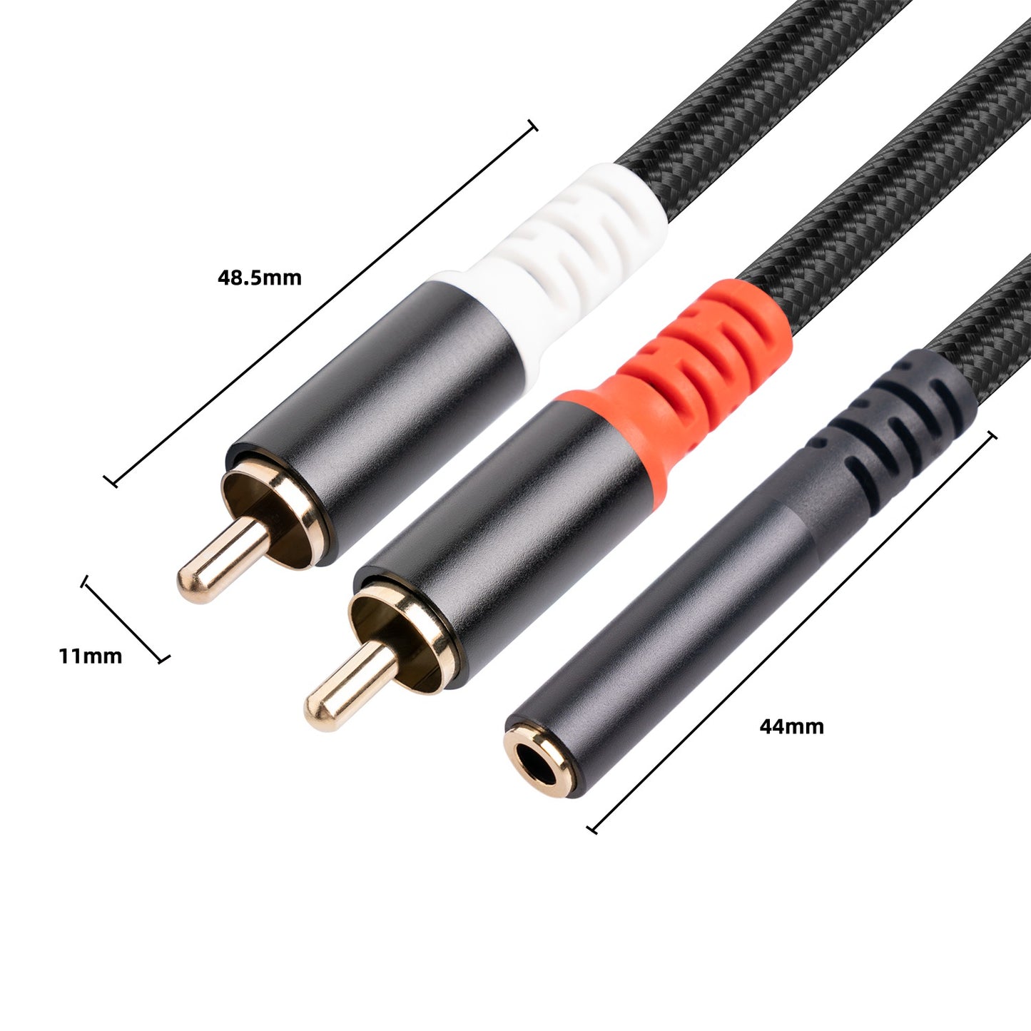 3706 30cm Audio Cable 3.5mm Female to 2 RCA Male Stereo Adapter AUX Cord for Mobile Phone MP3 Player Notebook