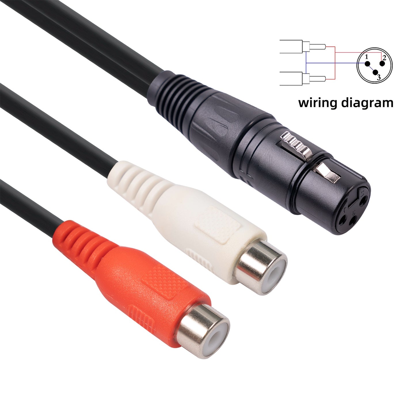 3714 20cm 3Pin XLR Female to Dual RCA Female Audio Cable Mixer Power Amplifier Connection Cord