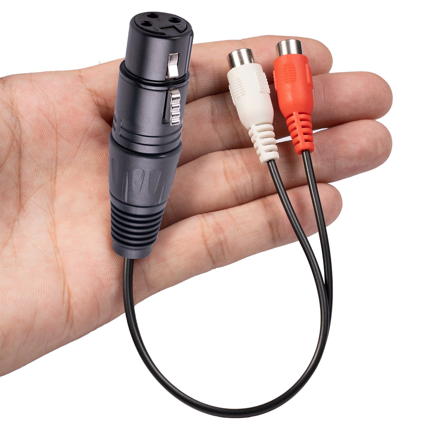 3714 20cm 3Pin XLR Female to Dual RCA Female Audio Cable Mixer Power Amplifier Connection Cord