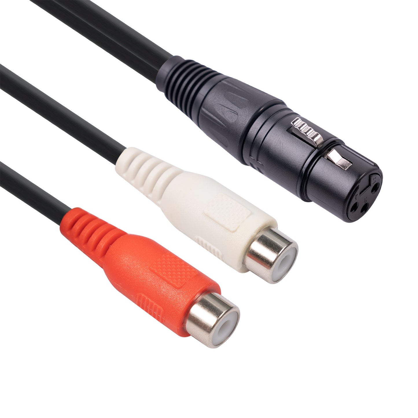 3714 20cm 3Pin XLR Female to Dual RCA Female Audio Cable Mixer Power Amplifier Connection Cord