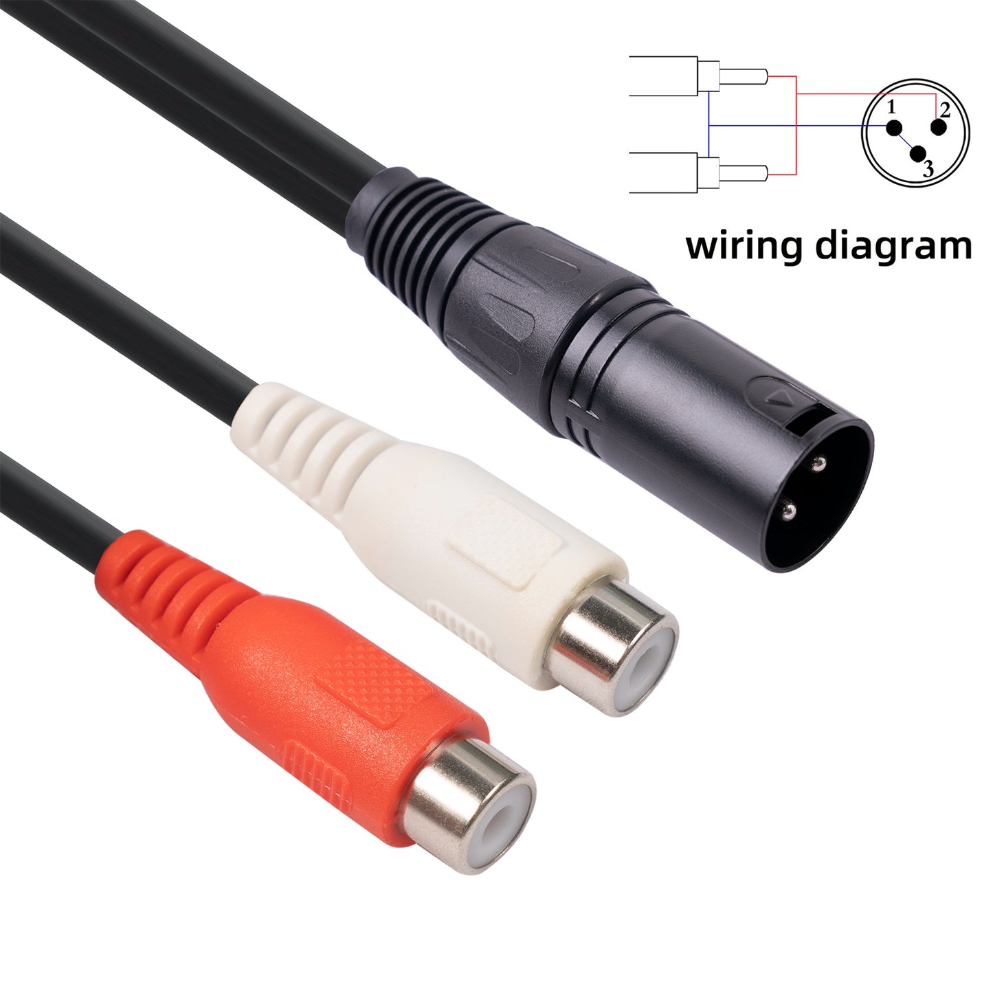 3713 20cm 3Pin XLR Male to Dual RCA Female Audio Cable Mixer Power Amplifier Microphone Cord
