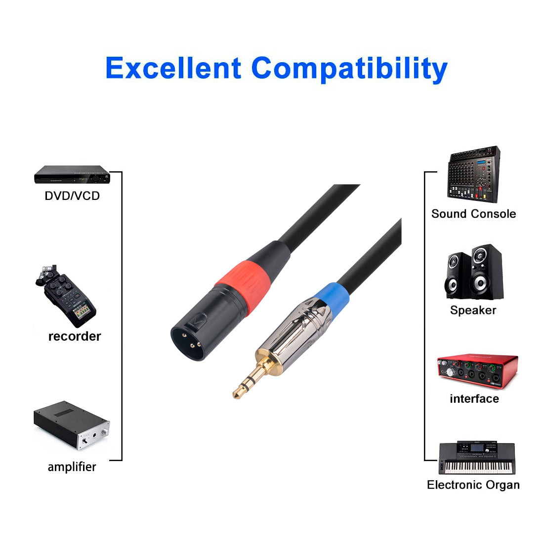 TC194BUXK108-03 0.3m 3.5mm Male to XLR Male Audio Cable Microphone Adapter Cord