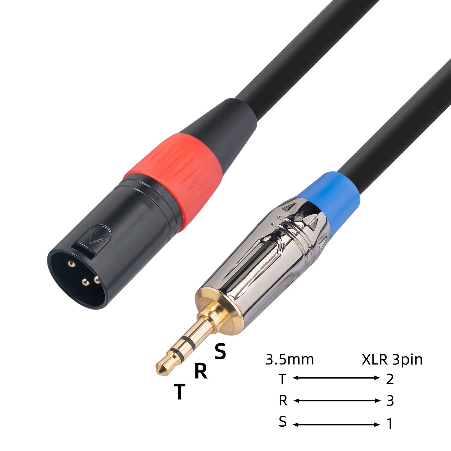 TC194BUXK108-03 0.3m 3.5mm Male to XLR Male Audio Cable Microphone Adapter Cord