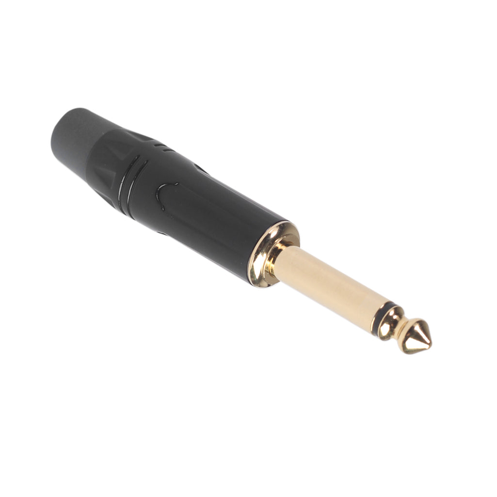 TC144 6.35mm Mono Plug Electric Guitar / Sound Card / Microphone Gold Plated Audio Connector - Black